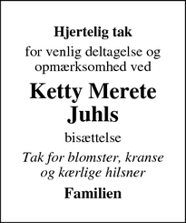 Taksigelsen for Ketty Merete
Juhl - Bjerringbro