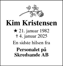 Dødsannoncen for Kim Kristensen - Holstebro