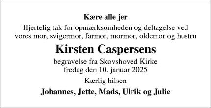 Taksigelsen for Kirsten Caspersen - Ordrup