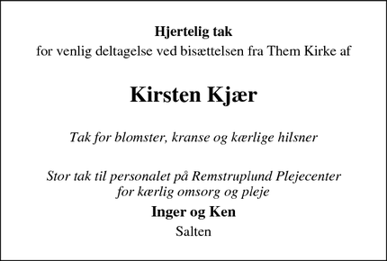 Taksigelsen for Kirsten Kjær - Silkeborg 