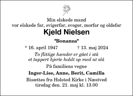 Dødsannoncen for Kjeld Nielsen - Næstved