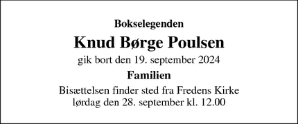 Dødsannoncen for Knud Børge Poulsen - Odense