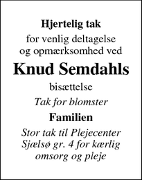 Taksigelsen for Knud Semdahl - Birkerød
