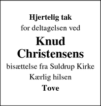 Dødsannoncen for Knud
Christensens - Støvring