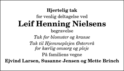 Taksigelsen for Leif Henning Nielsen - Thorshøj