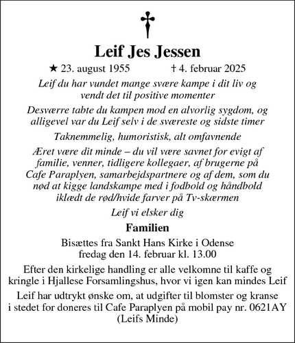 Dødsannoncen for Leif Jes Jessen - Odense