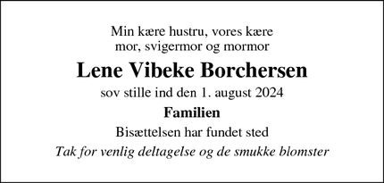 Dødsannoncen for Lene Vibeke Borchersen - Brøndby