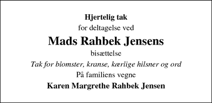 Taksigelsen for Mads Rahbek Jensen - Borris