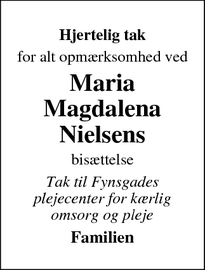 Taksigelsen for Maria Magdalena Nielsen - Billund 