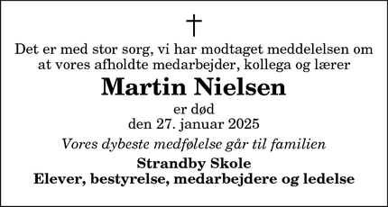 Dødsannoncen for Martin Nielsen - Strandby