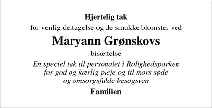 Taksigelsen for Maryann Grønskov - Ikast