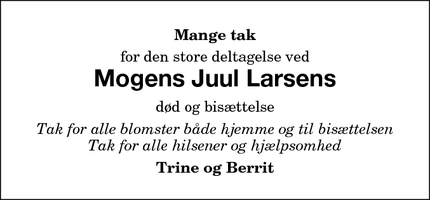 Taksigelsen for Mogens Juul Larsen - Dannemare