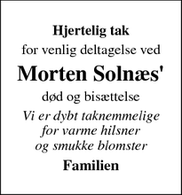 Taksigelsen for Morten Solnæs' - Thorning 