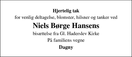 Taksigelsen for Niels Børge Hansen - Haderslev