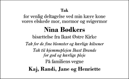 Taksigelsen for Nina Bødkers - Bording