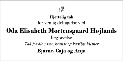 Taksigelsen for Oda Elisabeth Mortensgaard Højland - Ikast