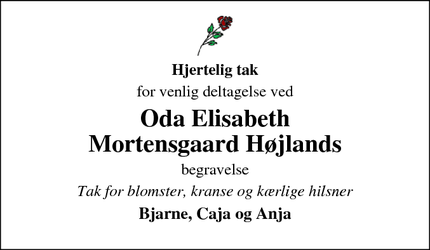 Taksigelsen for Oda Elisabeth Mortensgaard Højland - Ikast