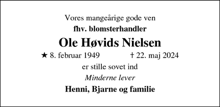 Dødsannoncen for Ole Høvids Nielsen - Ikast