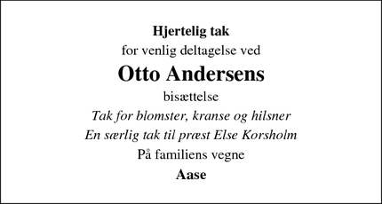 Taksigelsen for Otto Andersen - Dragstrup 