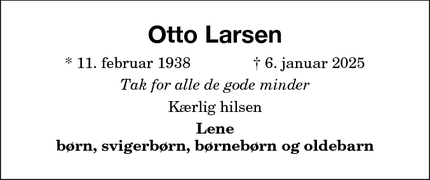 Dødsannoncen for Otto Larsen - 4800 Nykøbing F.