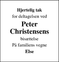 Taksigelsen for Peter Christensen - Hovedgård