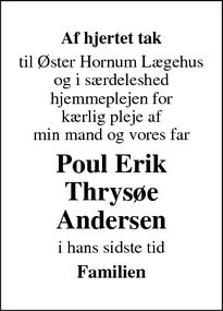 Taksigelsen for Poul Erik
Thrysøe
Andersen - Aalborg