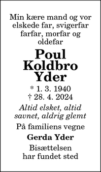 Dødsannoncen for Poul
Koldbro
Yder - Hjørring