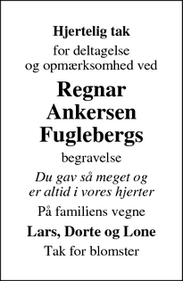 Taksigelsen for Regnar Ankersen Fugleberg - Ribe
