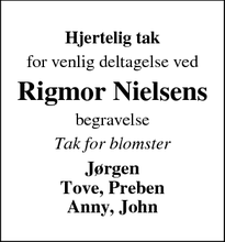 Taksigelsen for Rigmor Nielsen - Troldhede