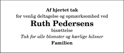 Taksigelsen for Ruth Pedersen - Sindal