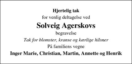 Taksigelsen for Solveig Agerskovs - Struer