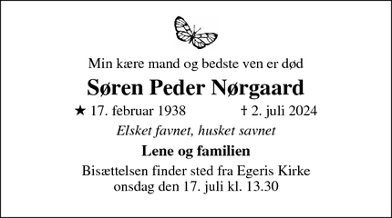 Dødsannoncen for Søren Peder Nørgaard - Skive