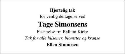 Taksigelsen for Tage Simonsen - Bredebro