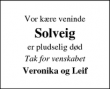 Dødsannoncen for Solveig - Skjern