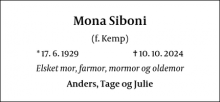 Dødsannoncen for Mona Siboni - Odense