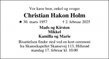 Dødsannoncen for Christian Hakon Holm - Virum