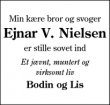 Dødsannoncen for Ejnar V. Nielsen - Vilslev - Ribe