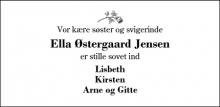Dødsannoncen for Ella Østergaard Jensen - HERNING