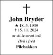 Dødsannoncen for John Bryder - Assens