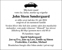Dødsannoncen for John Steen Søndergaard - Silkeborg