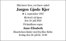 Dødsannoncen for Jørgen Gjøde Kjer - Aabenraa