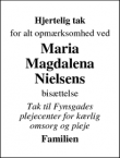 Dødsannoncen for Maria Magdalena Nielsen - Billund 