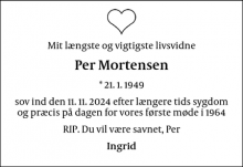 Dødsannoncen for Per Mortensen - Hellerup