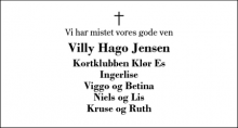 Dødsannoncen for Villy Hago Jensen - Herning