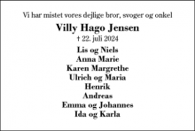 Dødsannoncen for Villy Hago Jensen - Herning