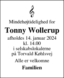 Dødsannoncen for Tonny Wollerup - Odder