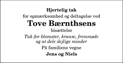 Taksigelsen for Tove Bærnthsen - Hobro