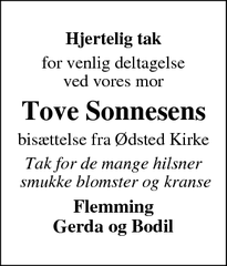 Taksigelsen for Tove Sonnesens - Ødsted