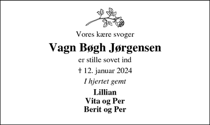 Dødsannoncen for Vagn Bøgh Jørgensen - Aars