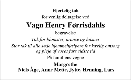 Taksigelsen for Vagn Henry Førrisdahl - Ringkøbing